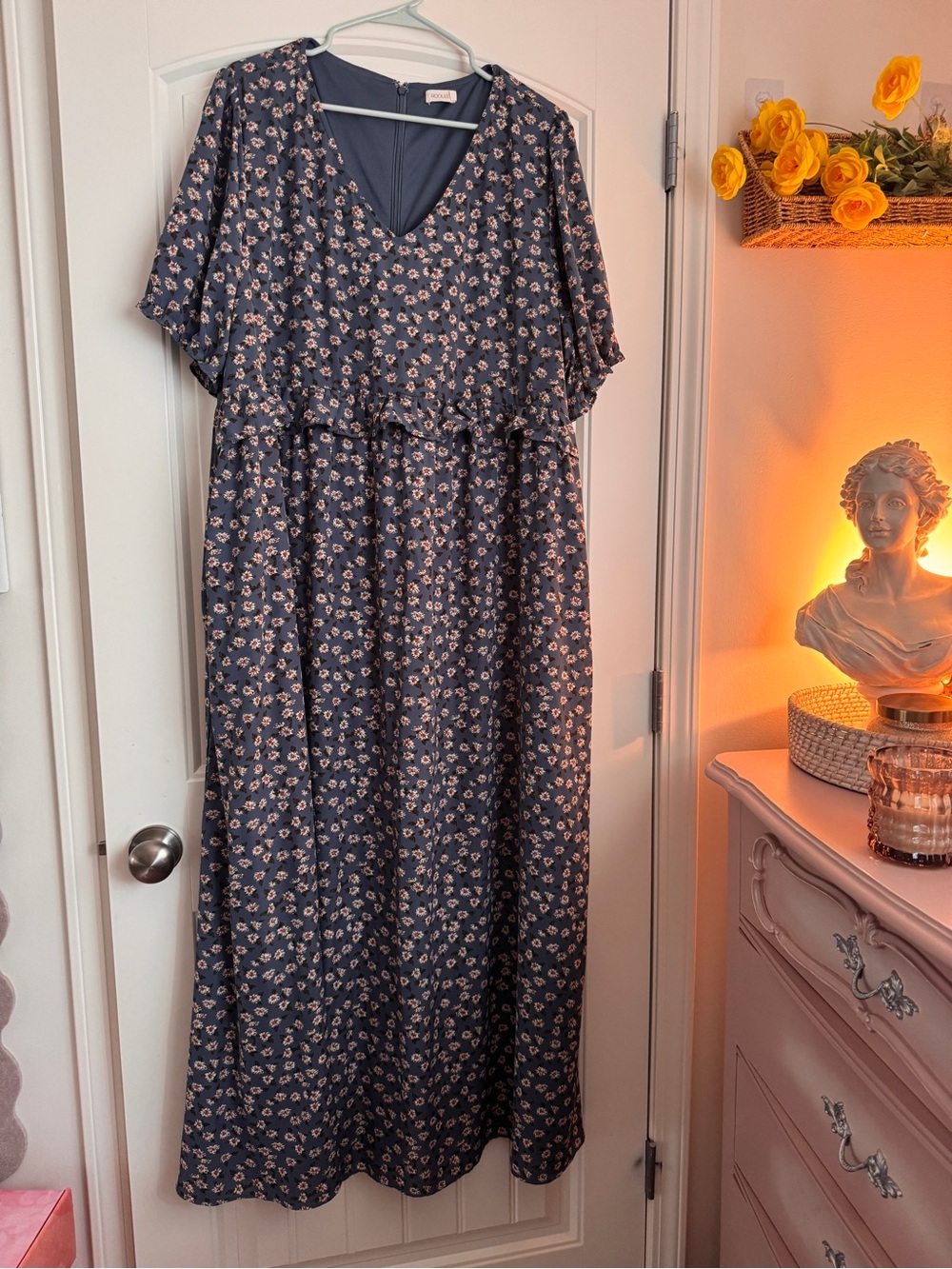 Roolee Blue Floral Dress with Pockets